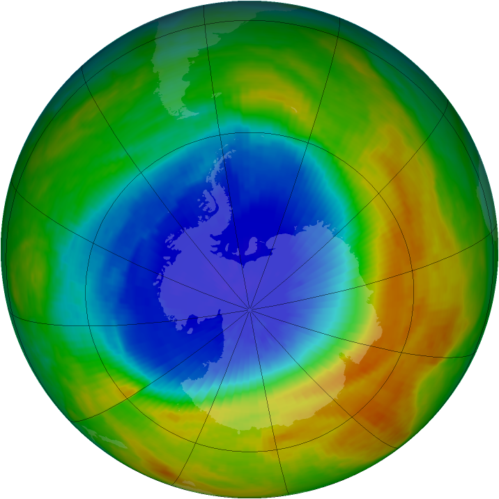 Antarctic ozone map for 25 October 1986